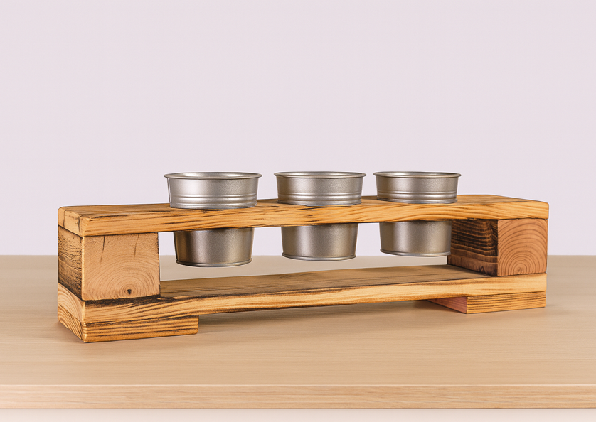 Europaletten Kräuterregal mit Zinktöpfen