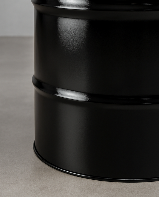Stehtischtonne Schwarz mit Tischplatte und Abstandhaltern